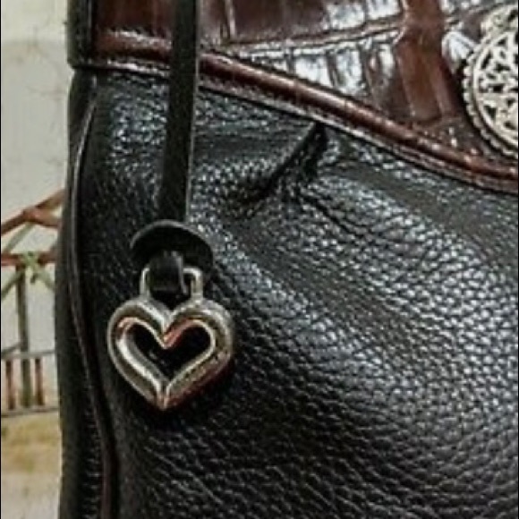Brighton Handbags - BRIGHTON  VINTAGE  BLACK  AND BROWN  LEATHER  SHOULDER  HANDBAG.